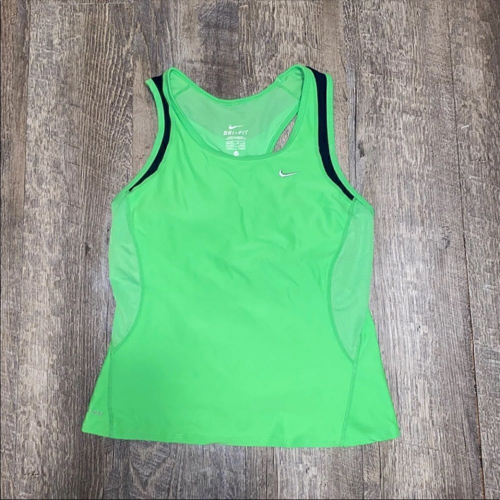 Nike Bright Green Dri-FIT Racerback Tank with Black Trim